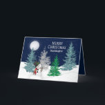Cartão De Festividades Christmas - Granddaughter -Night Snow & Snowman<br><div class="desc">Beautiful yet fun Christmas greeting -  Personalize and make it your own.
Note: Image has been designed digitally for a more realistic affect.</div>