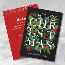 Cartão De Festividades CHRISTMAS Greenery Business Obrigado