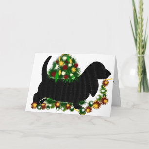 Cartão De Festividades Christmas Greeting Card~ Bassett Hound