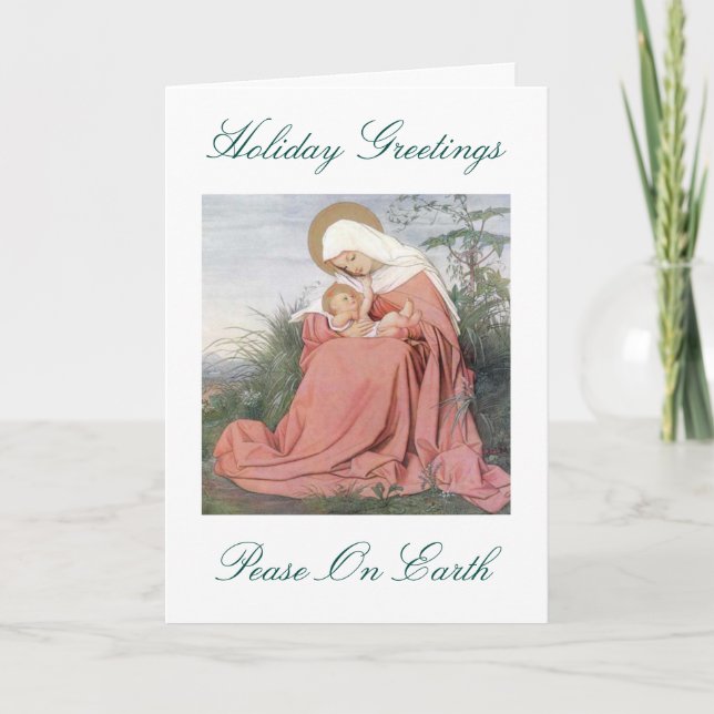 Cartão De Festividades Christmas Greeting card Virgin Mary with child (Frente)