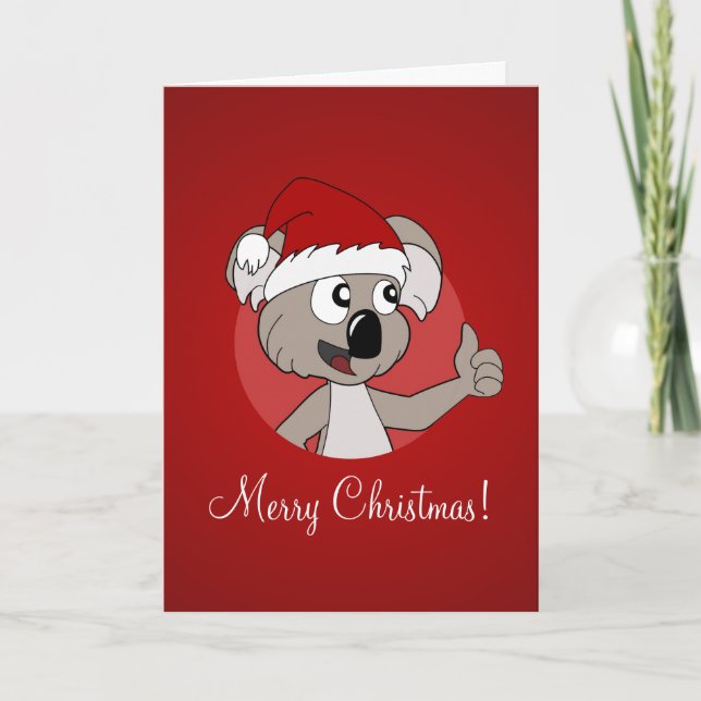 Cartão De Festividades Christmas greeting card with cartoon koala (Frente)