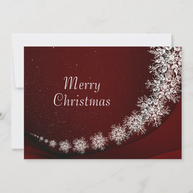 Cartão De Festividades Christmas Greeting Crystal Snowflakes Red Rustic (Frente)