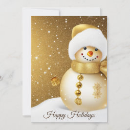 Cartão De Festividades Christmas Greeting Golden Snowman Winter