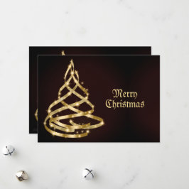 Cartão De Festividades Christmas Greeting Shiny Golden Ribbon Tree
