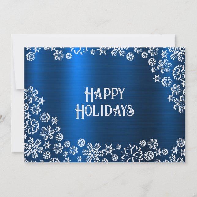 Cartão De Festividades Christmas Greeting White Snowflakes Navy Blue (Frente)