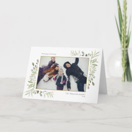 Cartão De Festividades Christmas Greetings Modern Photo Elegant Greenery