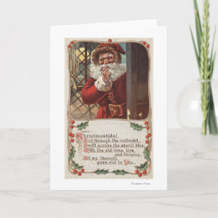 Cartão De Festividades Christmas GreetingSanta with Hand on Beard