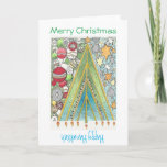 Cartão De Festividades Christmas / Hanukkah card (Christmas up)<br><div class="desc">Wish friends and family a happy Hanukristmas and Christmukkah with this hand-drawn card celebrating both holidays.</div>
