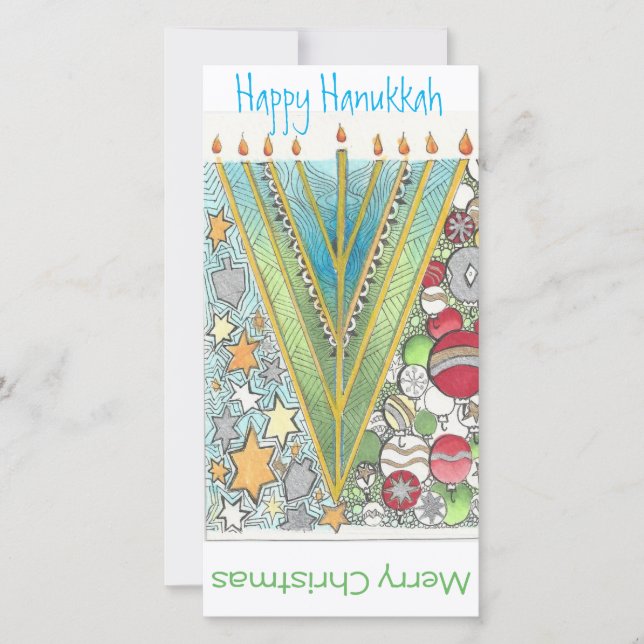 Cartão De Festividades Christmas Hanukkah Greeting Card (Frente)