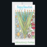 Cartão De Festividades Christmas Hanukkah Greeting Card<br><div class="desc">Wish holiday greetings to those who celebrate Christmas and Hanukkah at the same time with this hand-drawn Hanukristmas / Christukkah card,  drawn by @llistrations artist Allison Carter.</div>