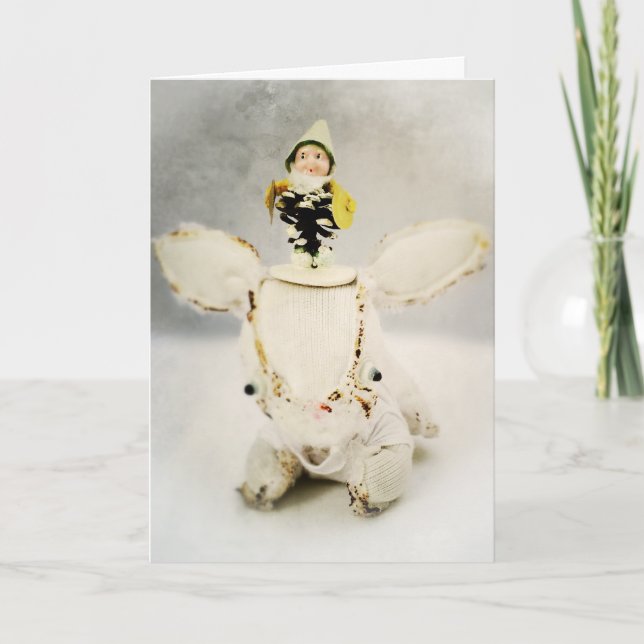 Cartão De Festividades Christmas Holiday Greeting Card with Aldo and Elf (Frente)