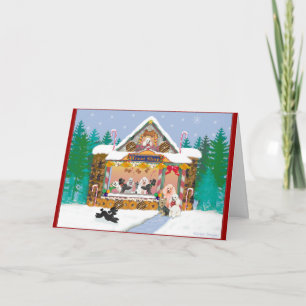 Cartão De Festividades Christmas Holiday Poodle Gingerbread House Card