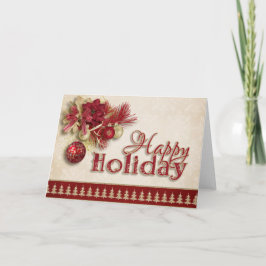 Cartão De Festividades Christmas Holiday - Red/Gold Happy Holiday