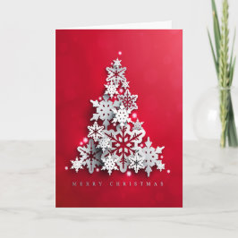 Cartão De Festividades Christmas Holiday Red with White Xmas Tree