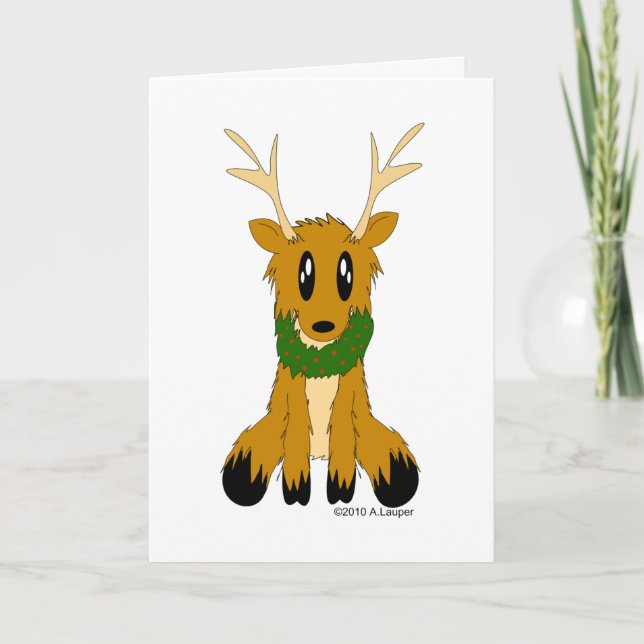 Cartão De Festividades Christmas Holiday Reindeer Greeting Card (Frente)