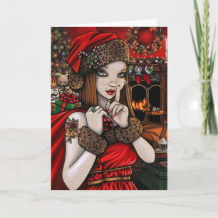 Cartão De Festividades Christmas Holiday Sassy Santa Cozy Retro Chris