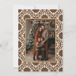 Cartão De Festividades Christmas Holly, Vintage Cream & Brown