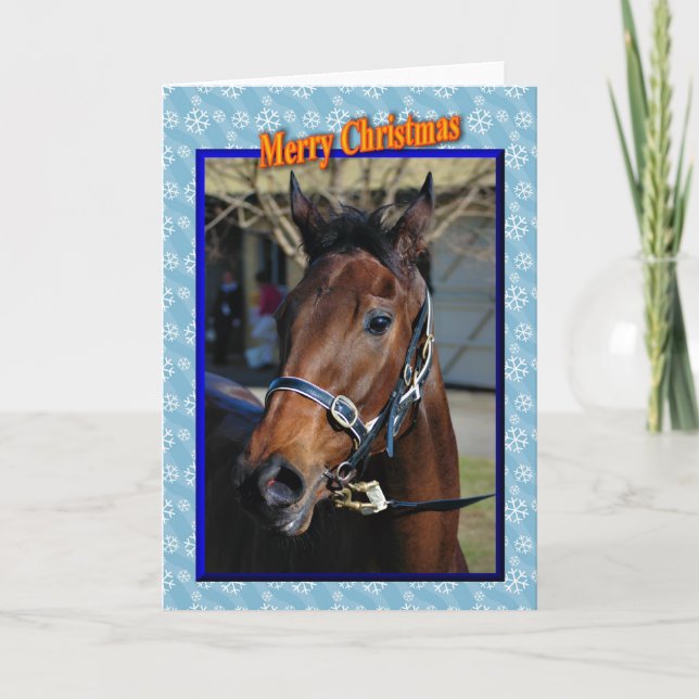 Cartão De Festividades Christmas horse Happy holidays xmas animals (Frente)
