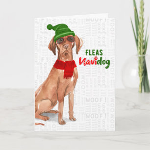 Cartão De Festividades Christmas Hungarian Vizsla Dog Fleas NaviDOG