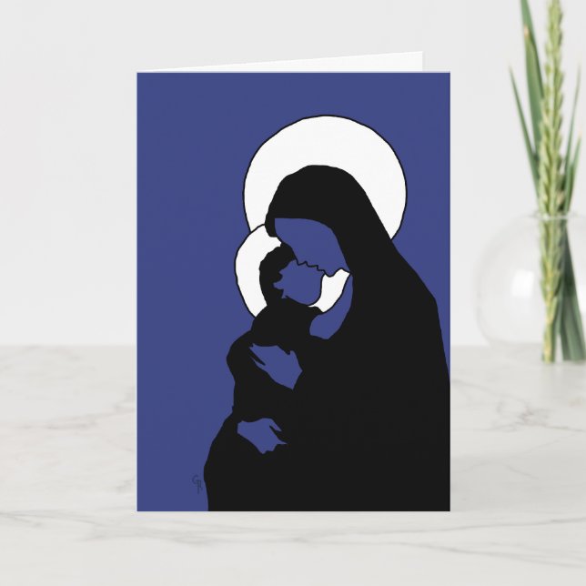 Cartão De Festividades Christmas Icons Card - Mary and Baby Jesus (Frente)