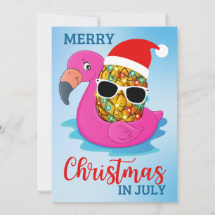 Cartão De Festividades Christmas in July Pineapple Santas Hat Flamingo Ho
