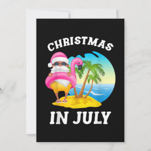 Cartão De Festividades Christmas In July Santa Flamingo Pool Summer