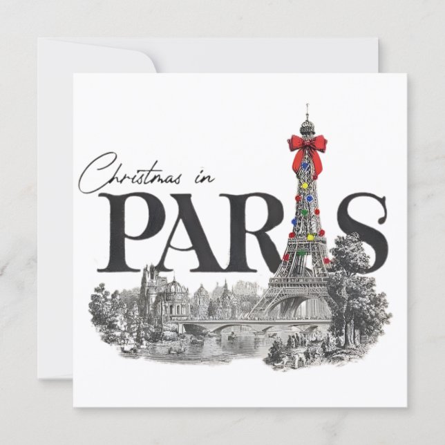 Cartão De Festividades Christmas In Paris Holiday Card (Frente)