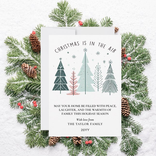 Cartão De Festividades Christmas is in the Air Modern Boho  (Christmas is in the Air Modern Boho Holiday Card
)