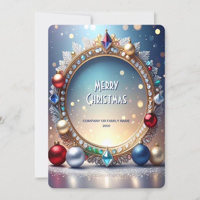 Cartão De Festividades Christmas Jewel Frame Holiday Card (Frente)