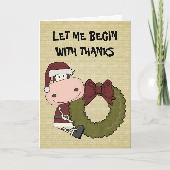 Cartão De Festividades Christmas Joy - Cow Thank You (Frente)