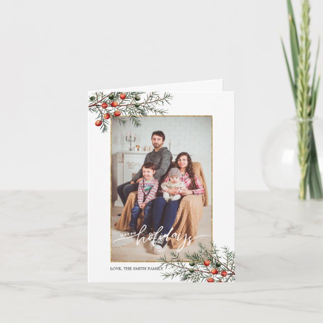 Cartão De Festividades Christmas Juniper Frame Season's Greetings 2 Photo (Frente)