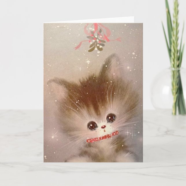 Cartão De Festividades Christmas Kitten Greeting Card (Frente)