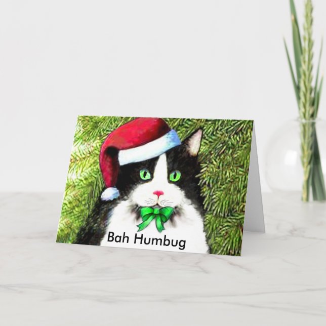 Cartão De Festividades Christmas Kitty Cat Bah Humbug Greetings (Frente)