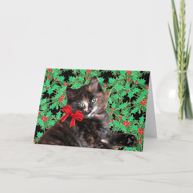 Cartão De Festividades "Christmas Kitty" Greeting Card (Frente)
