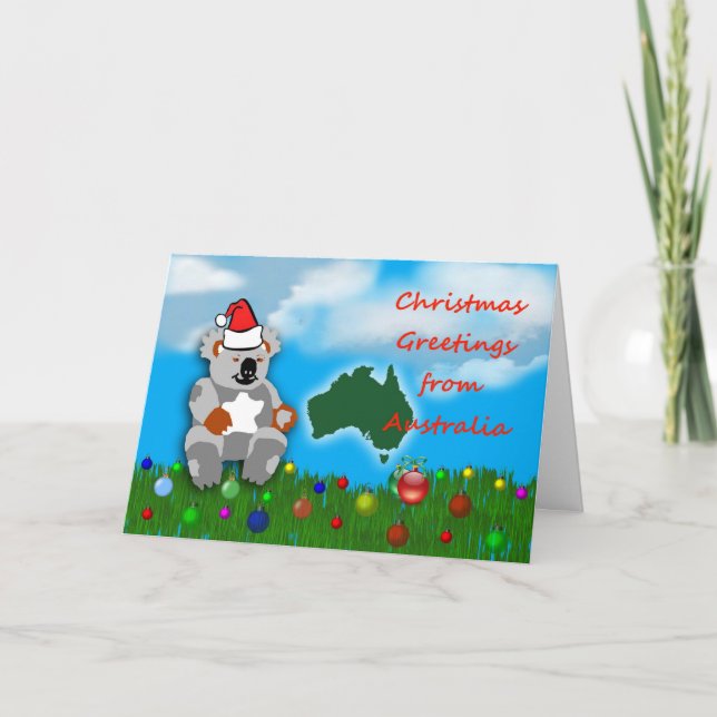 Cartão De Festividades Christmas koala marsupial Australian Christmas (Frente)