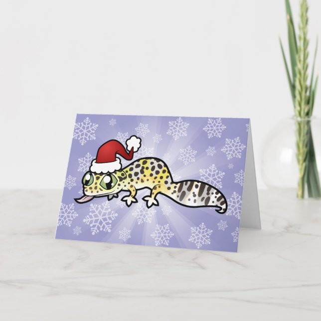 Cartão De Festividades Christmas Leopard Gecko (Frente)