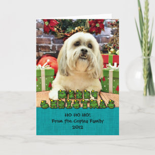 Cartão De Festividades Christmas - Lhasa Apso - Solo