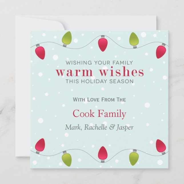 Cartão De Festividades Christmas Lights Holiday Flat Card (Frente)