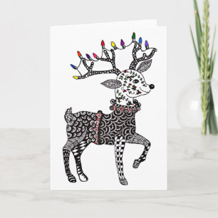 Cartão De Festividades Christmas Lights Reindeer Card