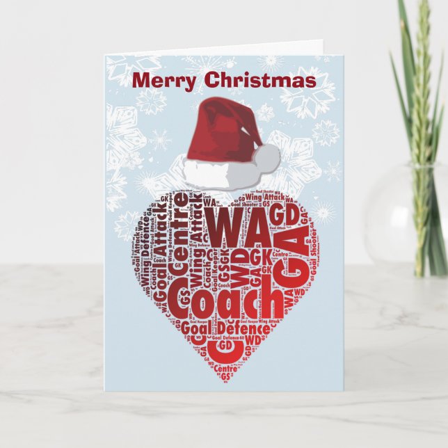 Cartão De Festividades Christmas Love Heart Netball Coach (Frente)