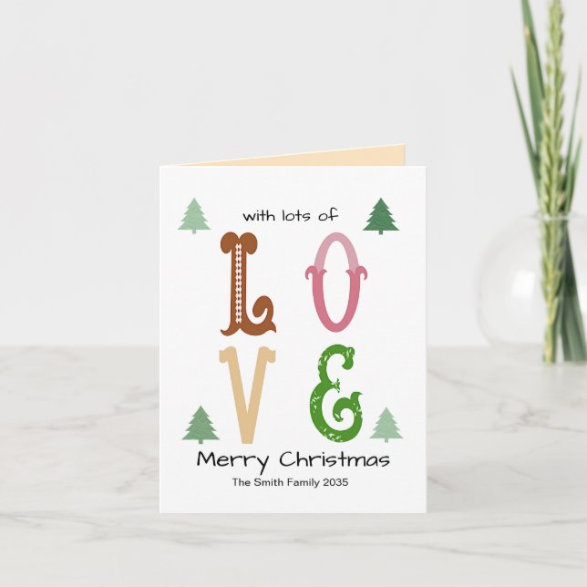 Cartão De Festividades Christmas Love Modern Typography Custom Folded  (Frente)