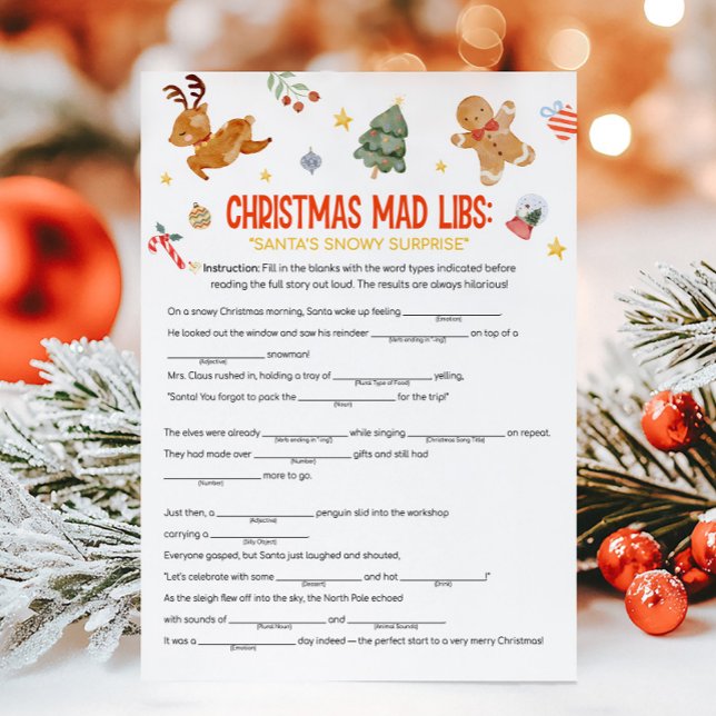 Cartão De Festividades Christmas Mad Libs Game (Christmas Party Games )