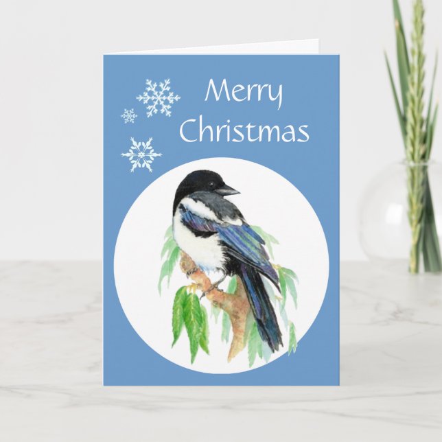 Cartão De Festividades Christmas Magpie, Garden, Bird, Nature Greetings (Frente)