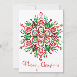 Cartão De Festividades Christmas mandala snowflake holiday greeting card