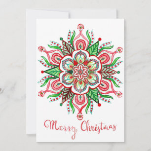 Cartão De Festividades Christmas mandala snowflake holiday greeting card