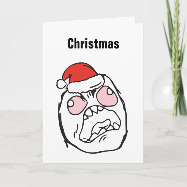 Cartão De Festividades Christmas Memes Troll Mad PinkEyes Custom EDITABLE (Frente)