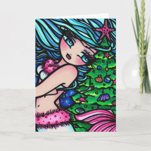Cartão De Festividades Christmas Mermaid Merry Mindy Fantasy Art Card
