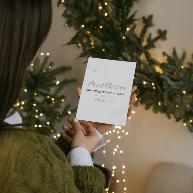 Cartão De Festividades Christmas Mini Card – Gold Line Art (Matt. 1:21) (Criador carregado)