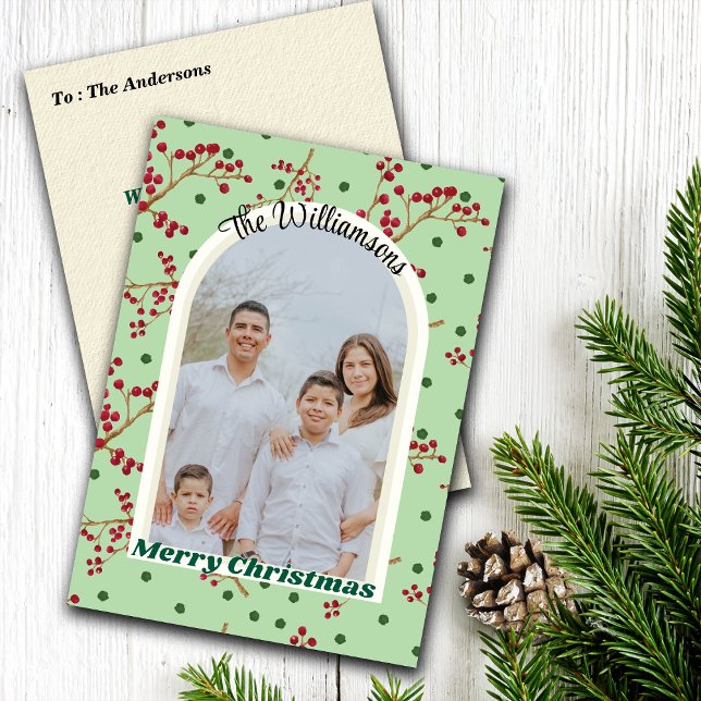 Cartão De Festividades Christmas Mistletoes Custom Photo Holiday Cards (Criador carregado)