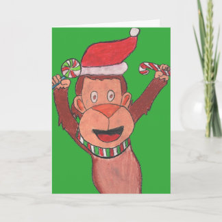 Cartão De Festividades Christmas Monkey